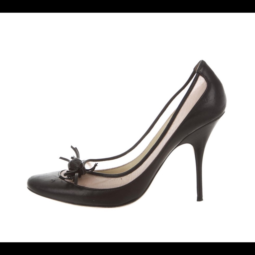 Givenchy Round Leather Toe Heels with Mesh Detail